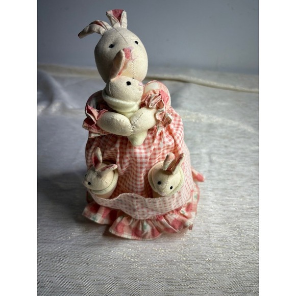 vintage stuffed animal toy called "Russ Luv Pets Mama Bunny with Triplets - Picture 2 of 7